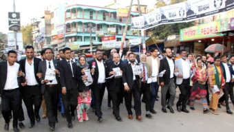 মুক্তাদির ও এমরান চৌধুরীর সমর্থনে জাতীয়তাবাদী আইনজীবী ফোরাম সিলেটের লিফলেট বিতরণ