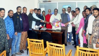 সিলেট জেলা পরিষদের প্রশাসক আবুল কাহের চৌধুরী শামীমকে হিন্দু বৌদ্ধ খ্রিষ্টান কল্যাণ ফ্রন্টের সংবর্ধনা প্রদান