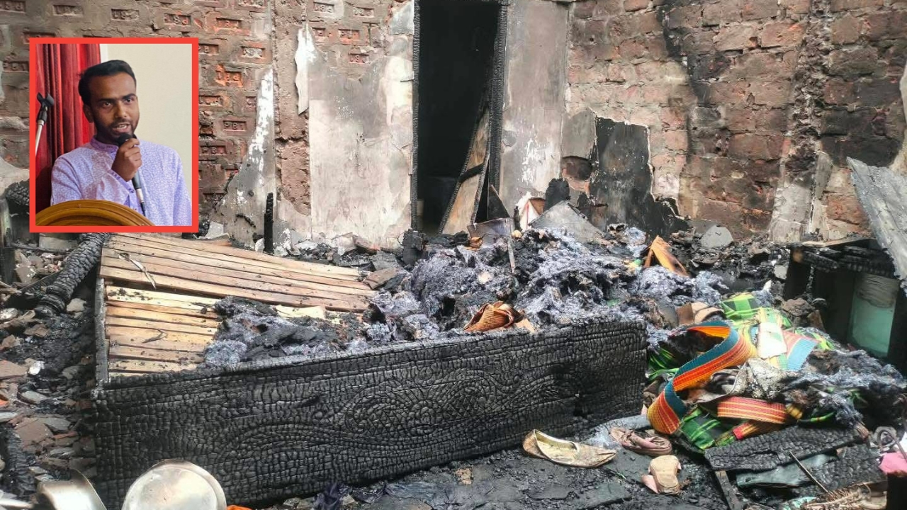 গোলাপগঞ্জে দুর্বৃত্তদের দেওয়া আগুনে পুড়লো ছাত্রদল নেতা প্রবাসী শাহেদের বসতবাড়ি